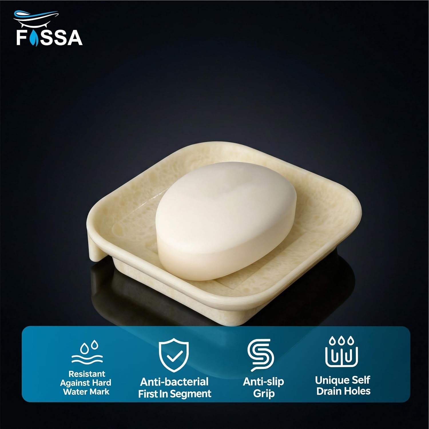 Ceramic Ivory Unbreakable Soap Dish  Square Glossy Finish (RM-111) - Fossa Home 