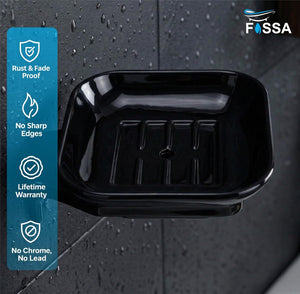 Ceramic Black Unbreakable Soap Dish  Square Glossy Finish  (RB-111) - Fossa Home 