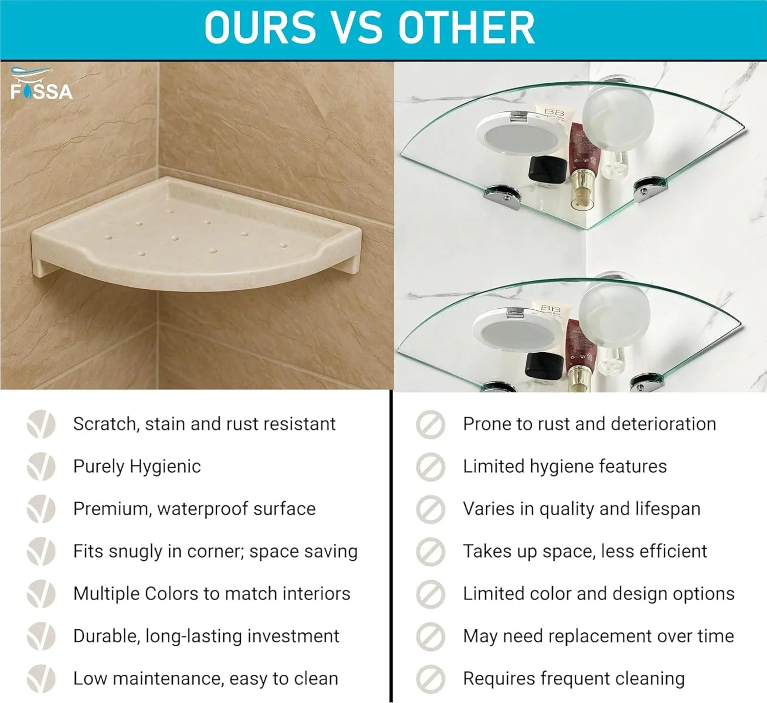 bathroom corner wall shelf ivory abs ceramic finish modern design