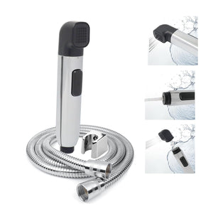 Handheld shower with hose and attachments on a white background