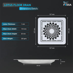 5x5 inch stainless steel lotus floor drain for bathroom floor