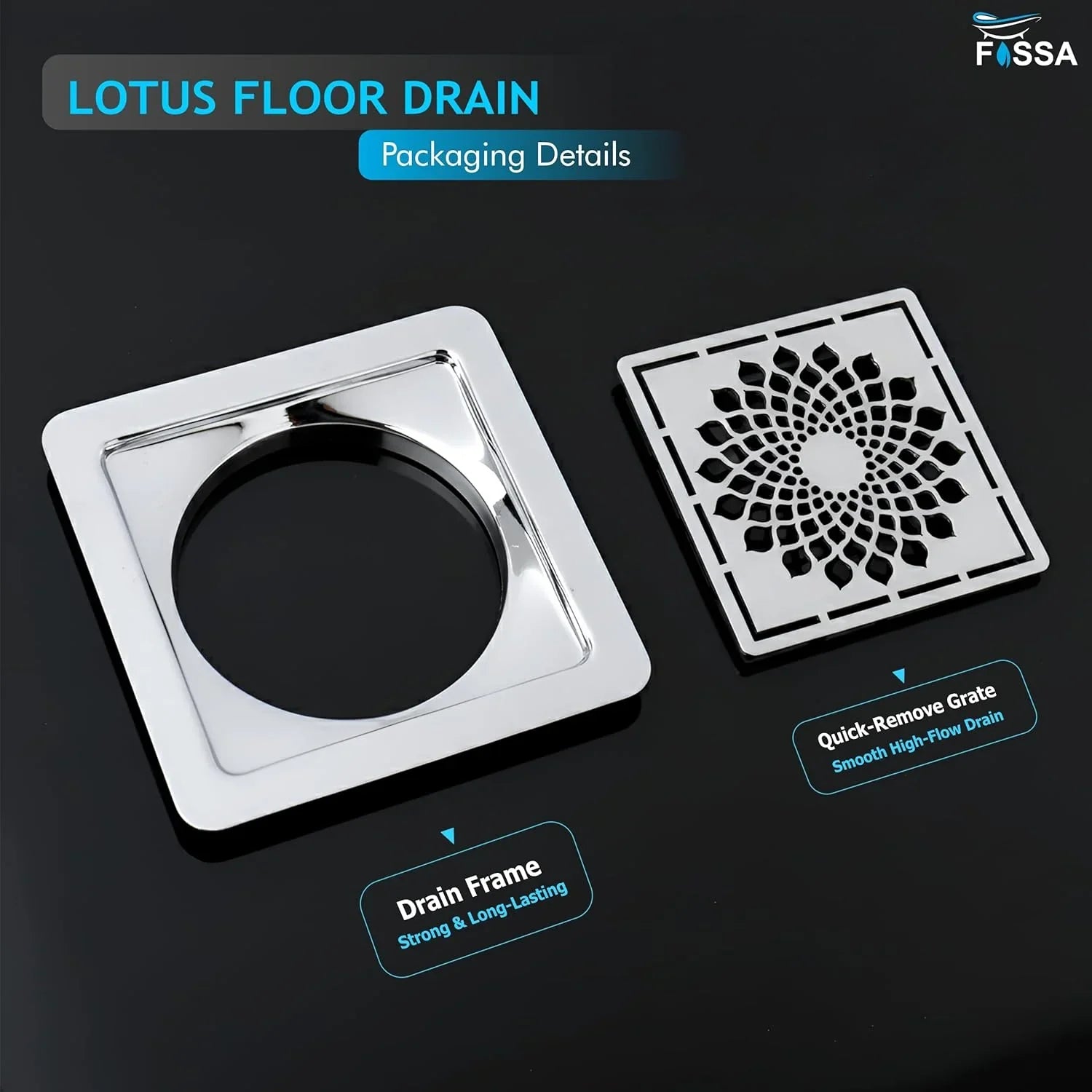 bathroom floor drain lotus design stainless steel 5x5 inch