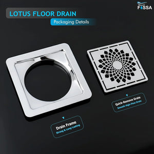 bathroom floor drain lotus design stainless steel 5x5 inch