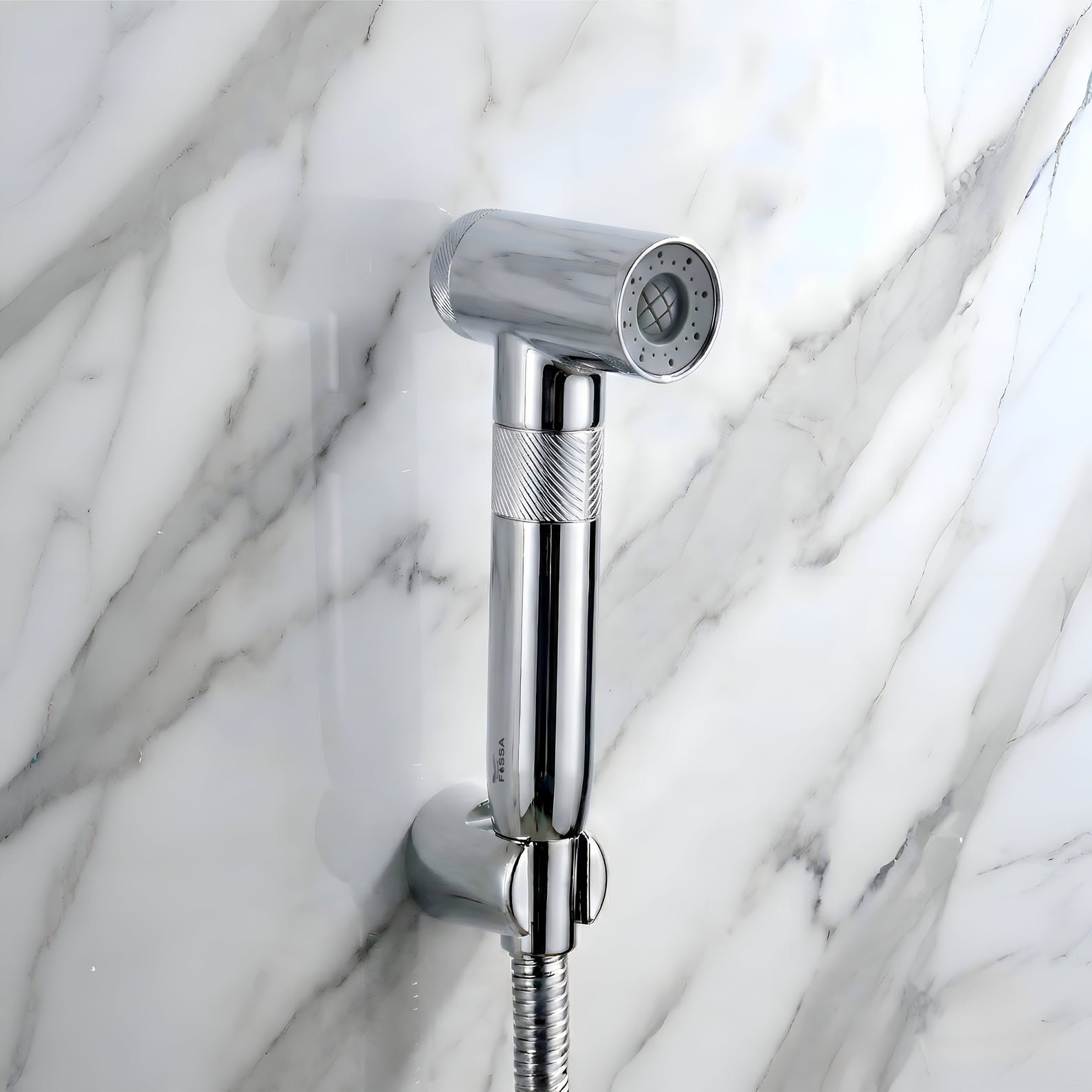 Steelo Stainless Steel Health Faucet with Flexible ABS Spring Hose Pipe - 1 Metar Silver - Fossa Home 