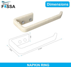 Fossa Classic Unbreakable Wall Mounted Ceramic Napkin Ring & Towel Holder for Bathroom & Kitchen – Space-Saving, Anti-Rust Towel Hanger | Stylish Bathroom Accessory – Ivory (Glossy Finish) - Fossa Home 