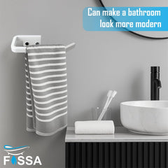 Fossa Classic Unbreakable Wall Mounted Ceramic Napkin Ring & Towel Holder for Bathroom & Kitchen – Space-Saving, Anti-Rust Towel Hanger | Stylish Bathroom Accessory – White (Glossy Finish) - Fossa Home 