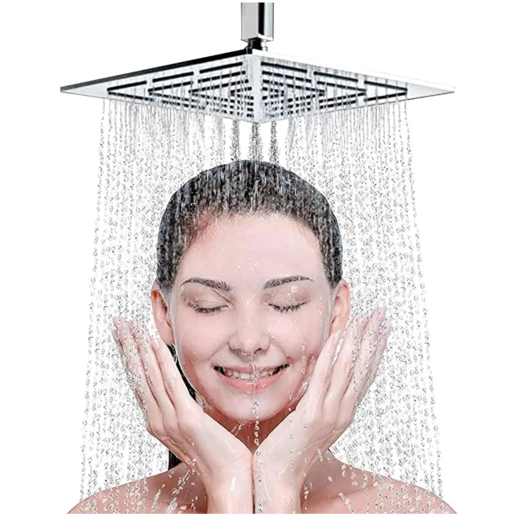 Amaze (6x6 Inches) 304- Grade Stainless Steel Chrome Finish Overhead Shower Without Arm - Fossa Home 