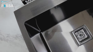 single bowl kitchen sink with black color and tap hole facality for modern kitchen sink 