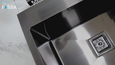 single bowl kitchen sink with black color and tap hole facality for modern kitchen sink 