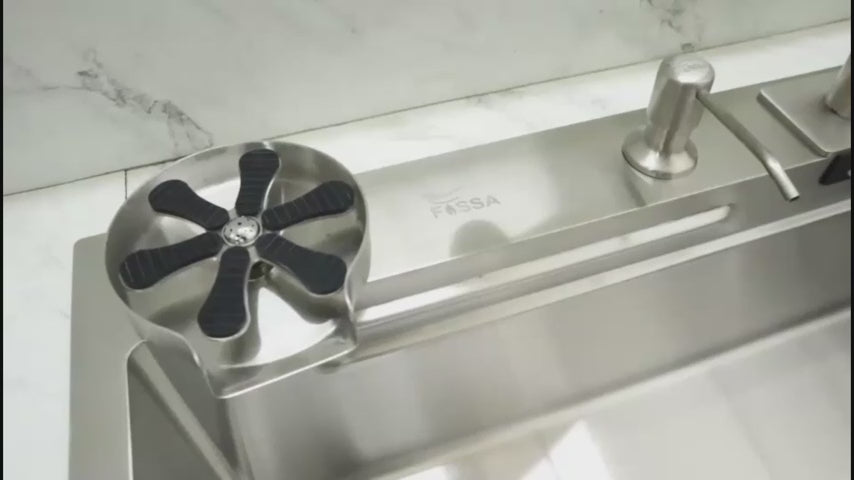 smart waterfall kitchen sink, single bowl, design, integrated tap, modern, stainless steel, led, nano honycomb coated, scratch resistant, stylish, workstation, with faucet, multifunction, deep, dishwashing, luxury, easy to clean, anti-stain, modern home,, remodeling, with water flow feature, space saving, contemporary, large capacity, ergonomic, designer, smooth, features, for modern homes, high utility, trending, best, drainage, noise absorption, matte finish, with strainer and accessories, seamless, 