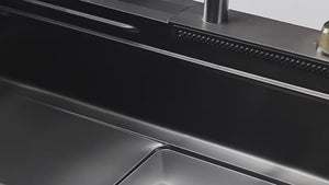 smart waterfall kitchen sink, single bowl, design, integrated tap, modern, stainless steel, led, nano honycomb coated, scratch resistant, stylish, workstation, with faucet, multifunction, deep, dishwashing, luxury, easy to clean, anti-stain, modern home,, remodeling, with water flow feature, space saving, contemporary, large capacity, ergonomic, designer, smooth, features, for modern homes, high utility, trending, best, drainage, noise absorption, matte finish, with strainer and accessories, seamless, 