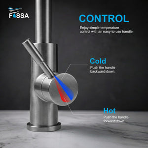 Ripple Dual-Flow Faucet for kitchen sink with two spray modes, flexible pull-out nozzle and heavy-duty SUS 304 material