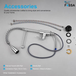 Ripple Hot and Cold Mixer Faucet with durable stainless steel construction, chrome finish and convenient pull-out design