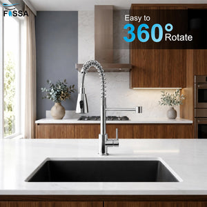 Ripple kitchen water faucet in silver featuring dual-flow operation, 360 degree swivel and hot cold water mixing