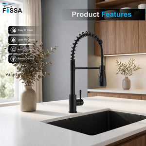 Ripple SUS 304 Black Faucet for kitchen sink with durable stainless steel construction and convenient swivel function