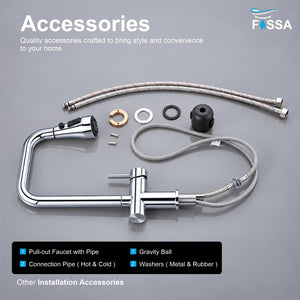 Front View of Rosa 3-Way Kitchen Mixer Faucet Made from 304 Stainless Steel with a Shiny Chrome Silver Finish
