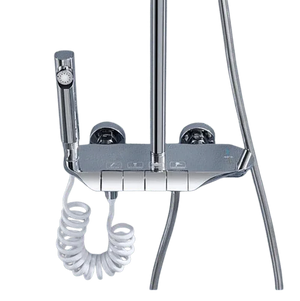 Shower System Thermostatic Shower Faucet Set Wall Mount Rain Shower Combo Set with Piano and Shower Tub Spout, Handheld Sprayer, 10 Inch Rain Shower Head, Bidet Spray, Chrome Finish - Fossa Home
