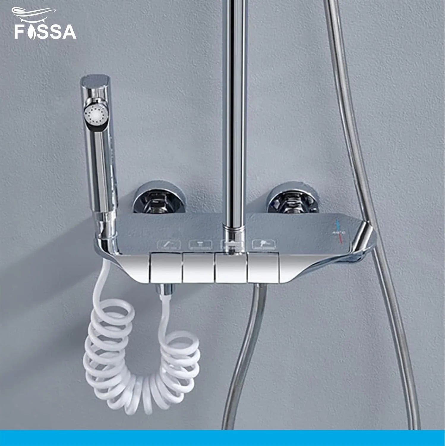 Shower System Thermostatic Shower Faucet Set Wall Mount Rain Shower Combo Set with Piano and Shower Tub Spout, Handheld Sprayer, 10 Inch Rain Shower Head, Bidet Spray, Chrome Finish - Fossa Home