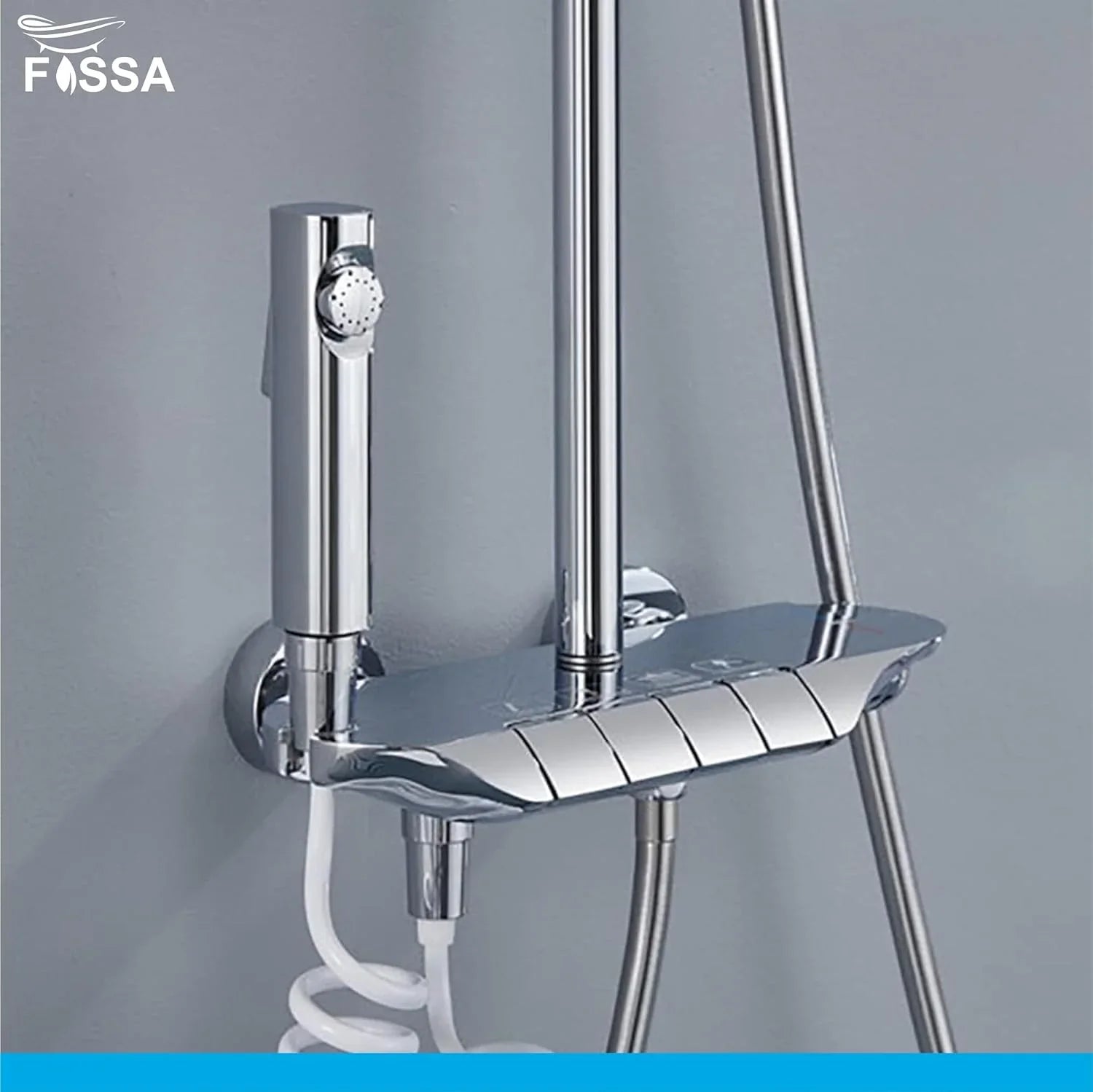Shower System Thermostatic Shower Faucet Set Wall Mount Rain Shower Combo Set with Piano and Shower Tub Spout, Handheld Sprayer, 10 Inch Rain Shower Head, Bidet Spray, Chrome Finish - Fossa Home