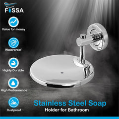 Fossa Rainbow Stainless Steel Round Soap Holder for Bathroom, Soap Stand, Bathroom Accessories Matte Finish (Silver)