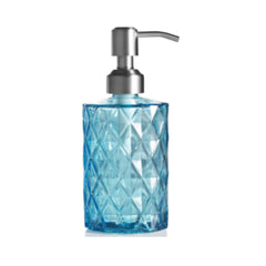 Fossa Liquid Soap Dispenser Shampoo Lotion Bottle with Chrome Finish Pump Holder, Ideal for Bathroom Countertop, Kitchen, Laundry Room (Blue) GSD-002