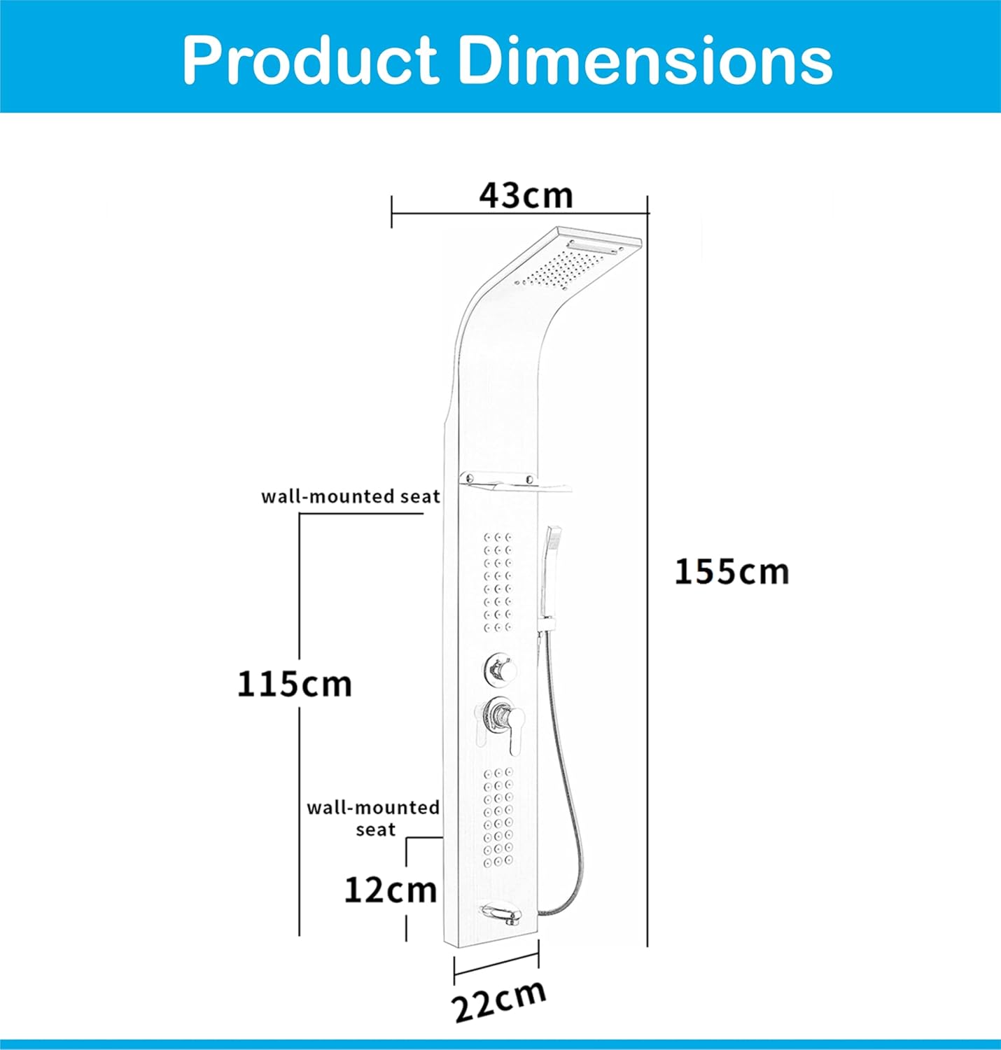 Stainless Steel Shower Panel Full Set, Dual Flow Overhead Waterfall Shower, Hand Shower, Wall Mount Shower Panel For Bathrooms (Rose Gold) - Fossa Home