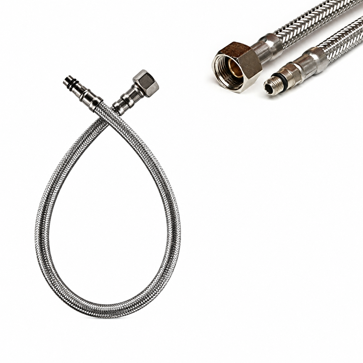 Stainless Steel Hot & Cold Water Inlet Connection  Pipe Silver
