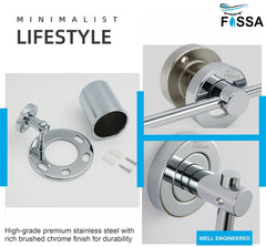 Fossa Brush Holder – Stainless Steel Wall Mounted Tumbler & Toothbrush Holder for Bathroom | Rustproof Organizer & Bathroom Accessories Set | Silver Chrome Finish
