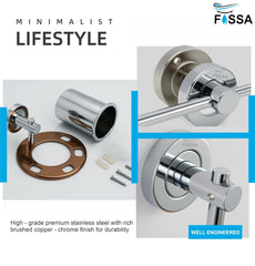 Fossa Brush Holder – Stainless Steel Wall Mounted Tumbler & Toothbrush Holder for Bathroom | Rustproof Organizer & Bathroom Accessories Set | Rose Gold + Silver Finish