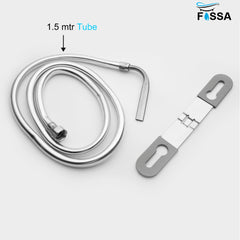 Fossa Stainless Steel Multi Jet Spray with Heavy PVC Hose Pipe 1.5 Mtr for Toilet | Built-in Installation Type Toilet Seat/Commode Spray - Rust-Free, Durable - Fossa Home 