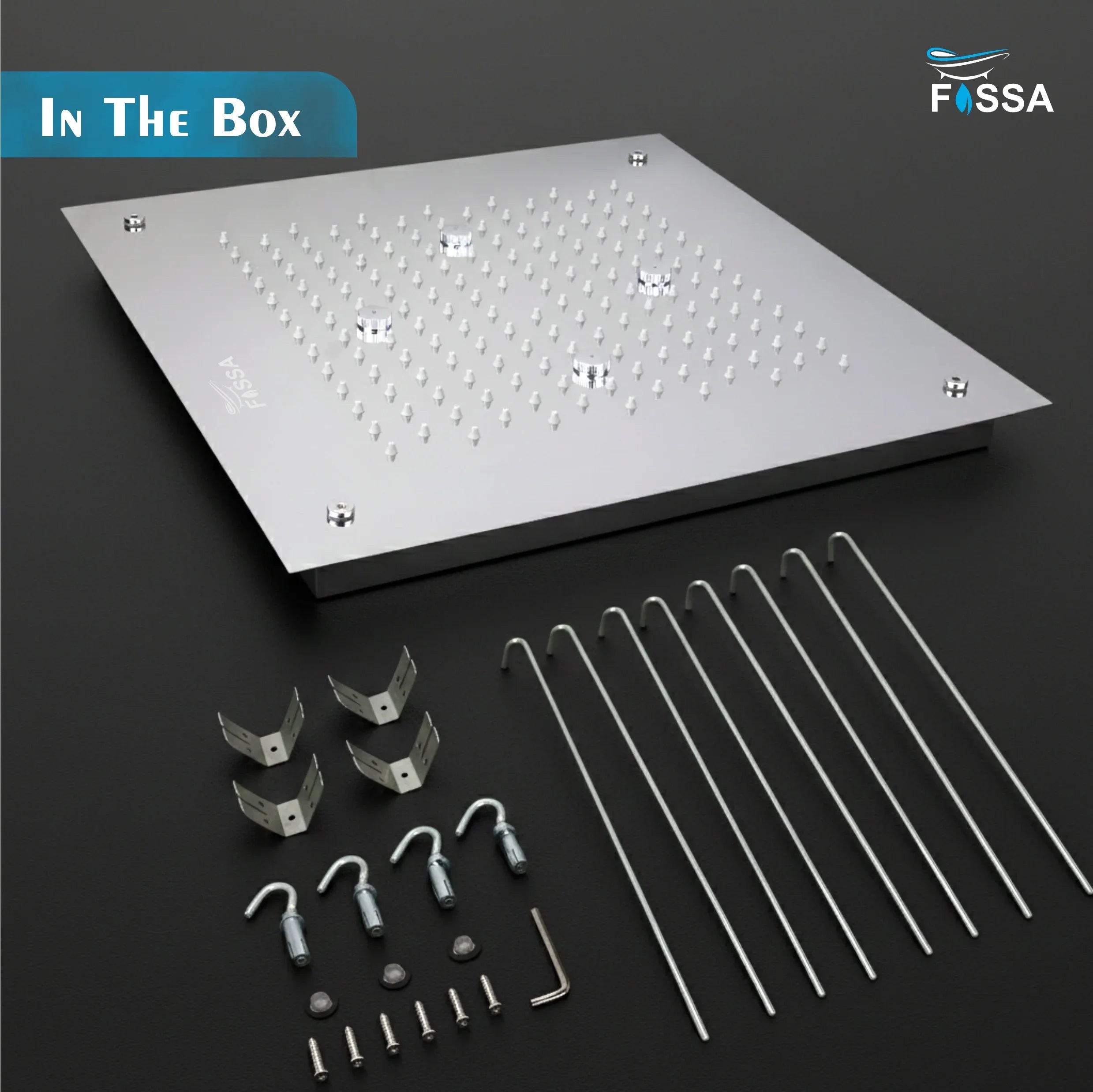 304 Stainless Steel Ceiling Overhead Shower (16x16 Inch) - Fossa Home 