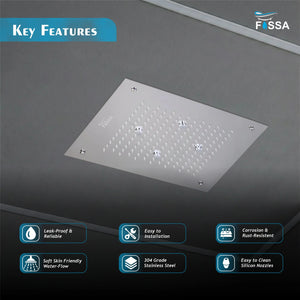 304 Stainless Steel Ceiling Overhead Shower (16x16 Inch) - Fossa Home 